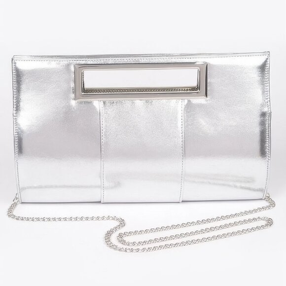 Metallic Faux Leather Handle Clutch - Picture 4 of 4